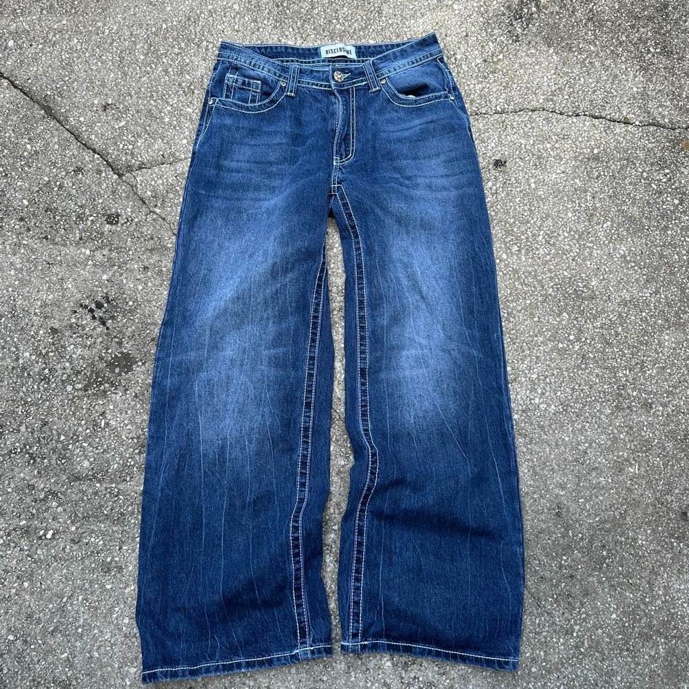 Disclosure Y2K 2000s baggy wide leg blue jeans Size 30x30